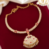 Traditional Ruby & White Stone Peacock Design Gold Covering Necklace 1