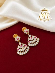 Impone stone fan design earring