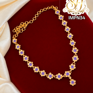 Purple Stone Flower Design Impone Necklace